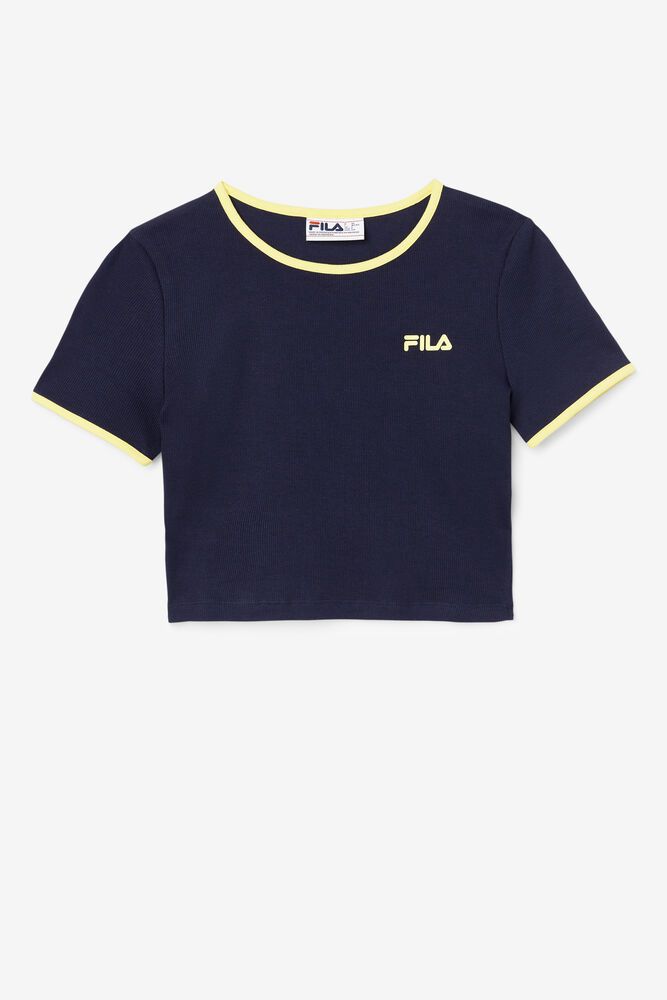 Fila Tričko Damske Perla Crop Top Námornícka Modrá - WJCVY7056